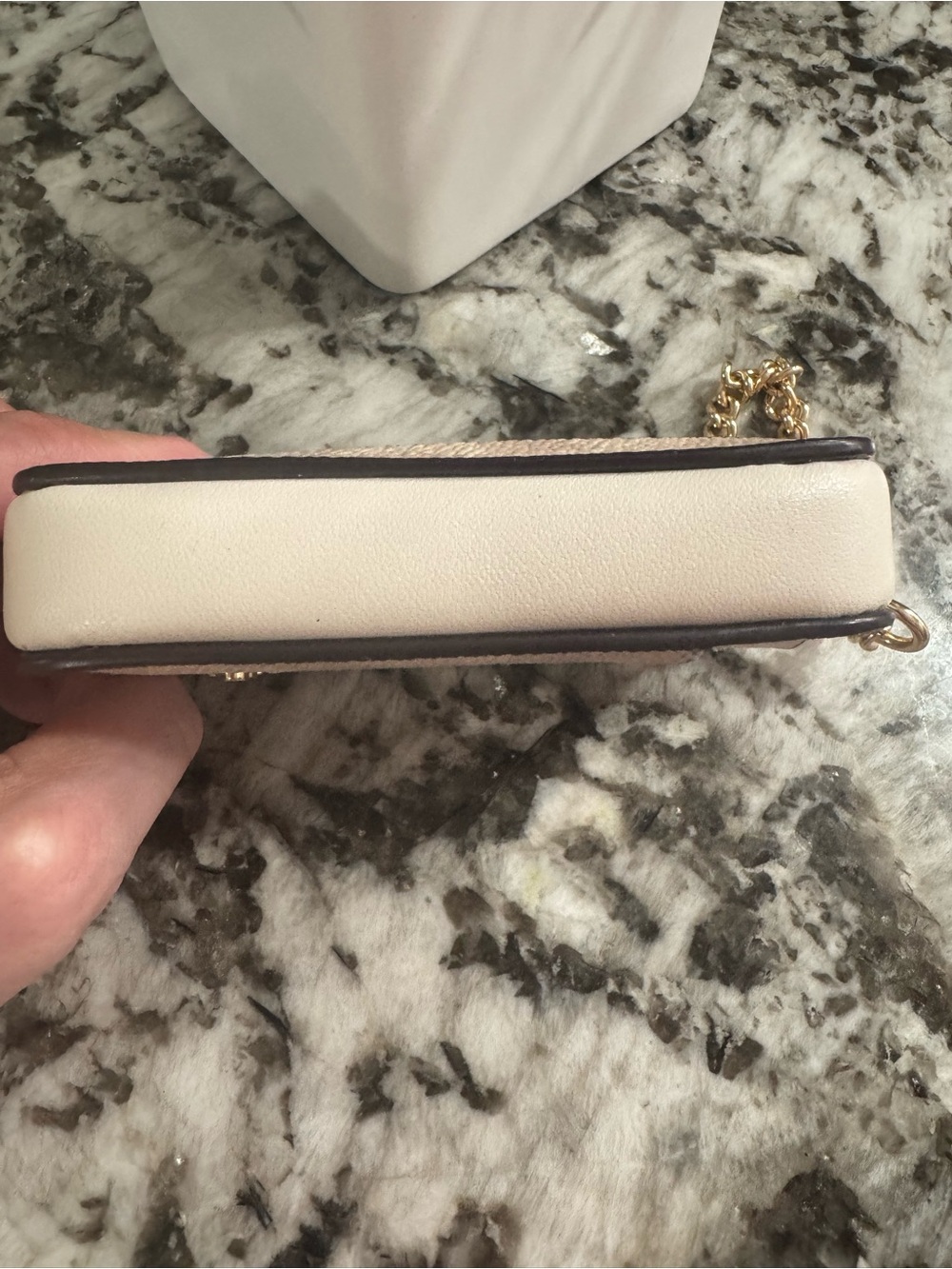 Coach Signature Zip Card Case in Tan and Chalk - Picture 6 of 11